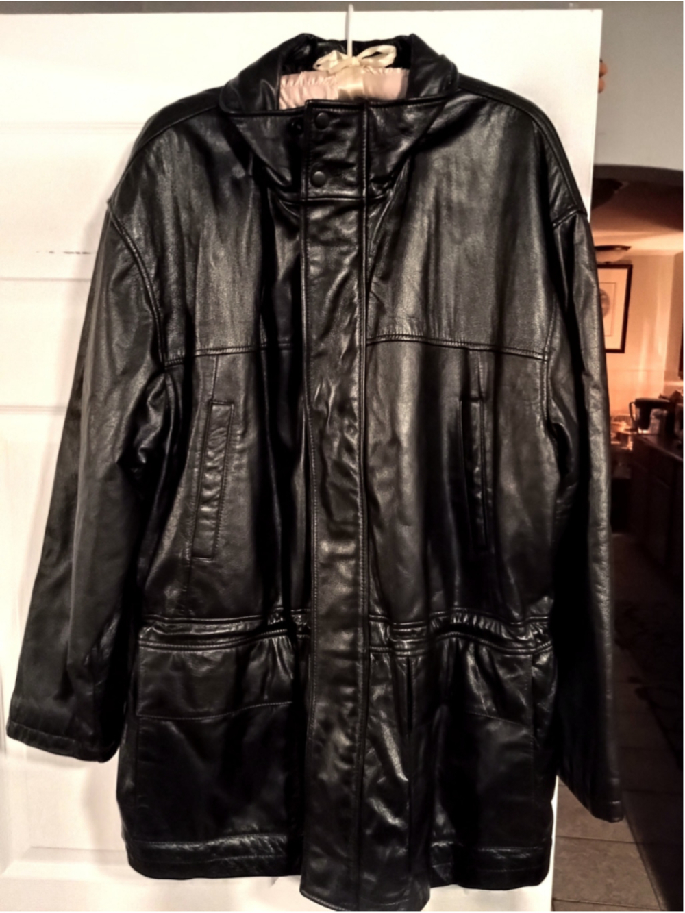 Vintage Colebrook Oversized Black Genuine Leather Car Coat Heavy Jacket